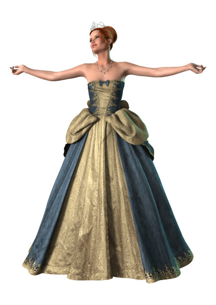 3D插图童话公主在白色图片下载