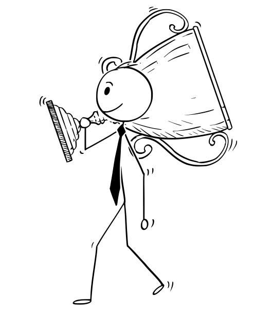 卡通商人为胜利者携带大奖杯图片下载