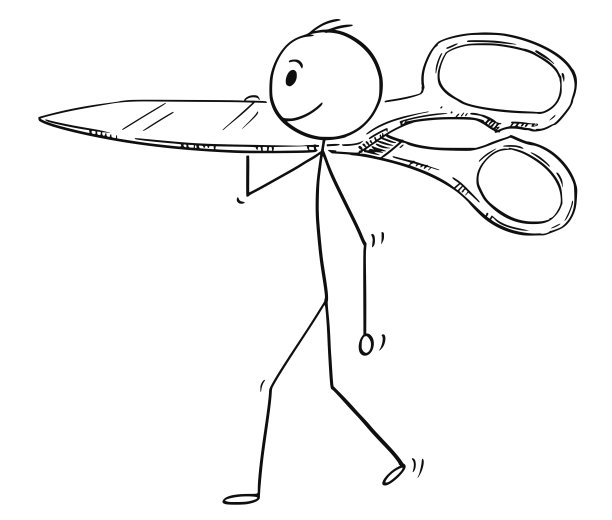 卡通人物或商人拿着大剪刀图片下载