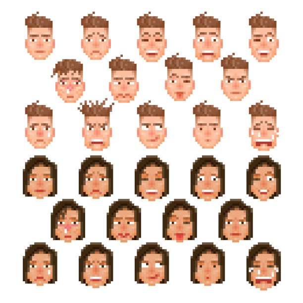 女性和男性像素表情集图片下载