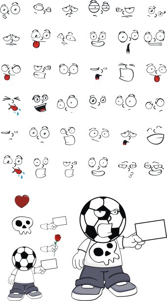 可爱的足球头儿童卡通表情集图片下载