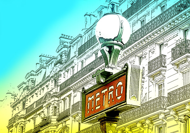 巴黎，法国，欧洲的地铁标志插图图片下载