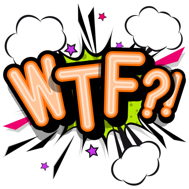 WTF -具有阴影的复古字体，在复古海报背景上的半色调图案。矢量明亮的插图在复古波普艺术风格。图片下载