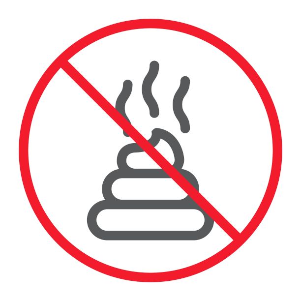 没有大便线图标，禁止和禁止，没有粪便标志矢量图形，白色背景上的线性图案，eps 10。图片下载