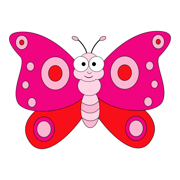 可爱的卡通蝴蝶。矢量插图孤立在白条上图片下载