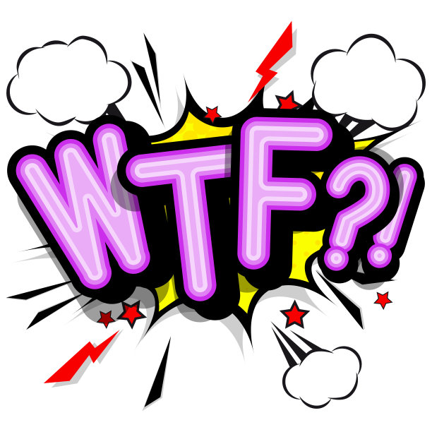 WTF -具有阴影的复古字体，在复古海报背景上的半色调图案。矢量明亮的插图在复古波普艺术风格。图片下载