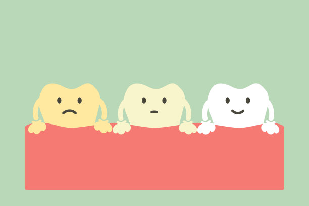 牙齿从黄到白，美白牙齿的概念素材图片