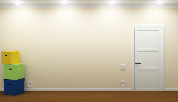 有门和箱子的空房间图片下载