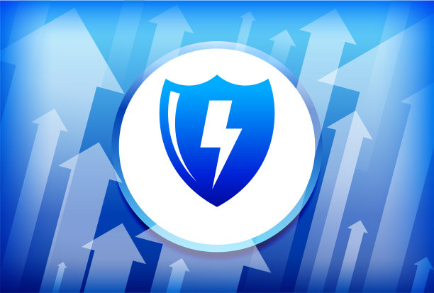 蓝色向上箭头电力盾牌背景图片下载