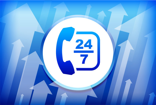 24小时全天候客户服务蓝色向上箭头背景图片下载