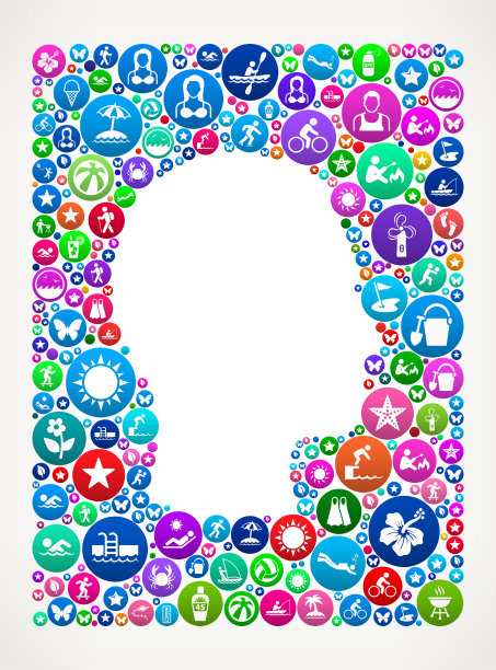 Guy Face Summer Vacation彩色图标图案图片下载