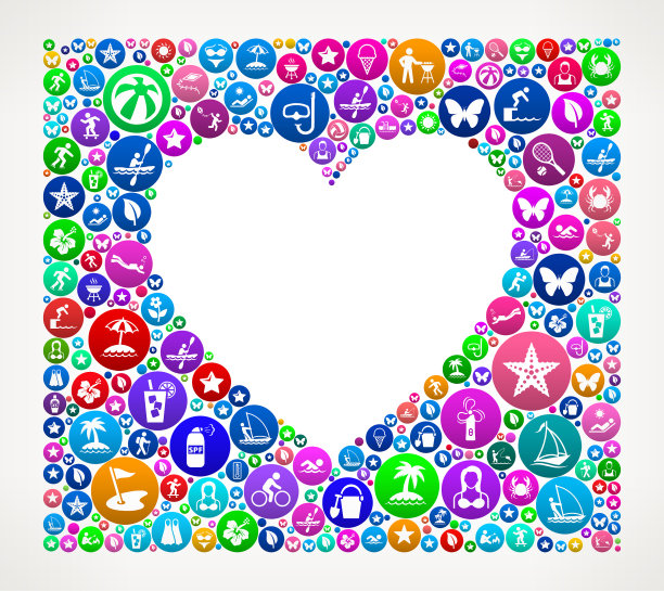 心暑假彩色图标图案图片下载