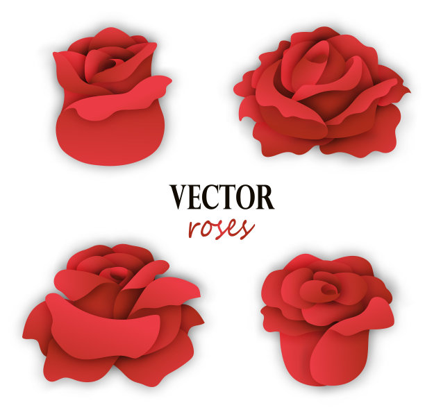 四朵纸红玫瑰图片下载