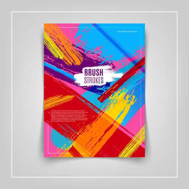 艺术色彩丰富的笔触封面设计。Eps10向量。图片下载