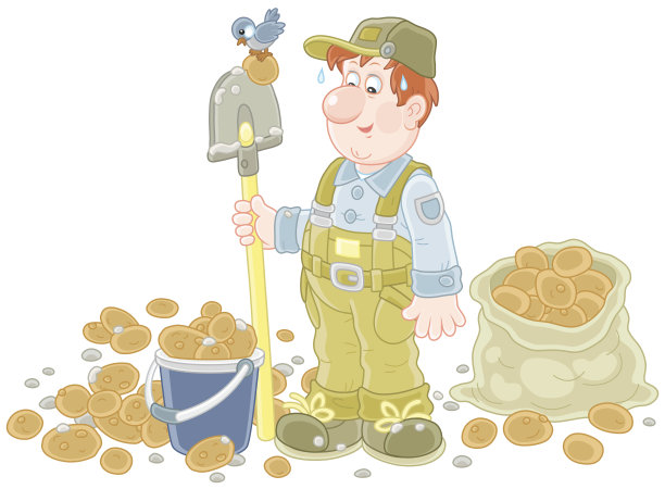 农夫和他的马铃薯作物图片下载