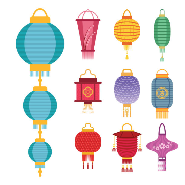 中国灯笼灯纸节日庆祝亚洲图形庆祝灯矢量插图图片下载