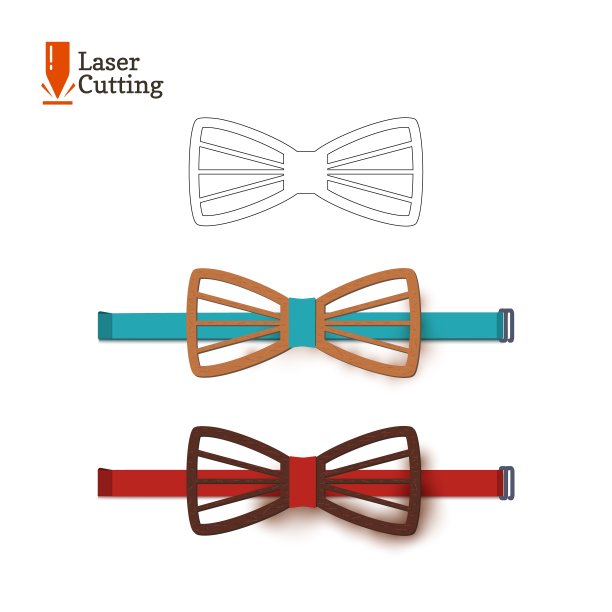 激光切割蝴蝶结模板。矢量剪影切割蝴蝶结在车床上制成的木材，金属，塑料。时尚配饰的设计理念图片下载