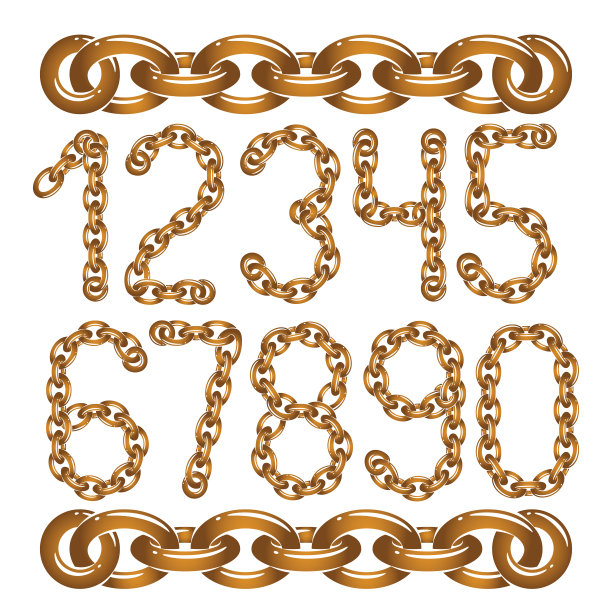 向量现代数集合。用作海报设计元素的新潮数字。使用铬链创建，链接。图片下载