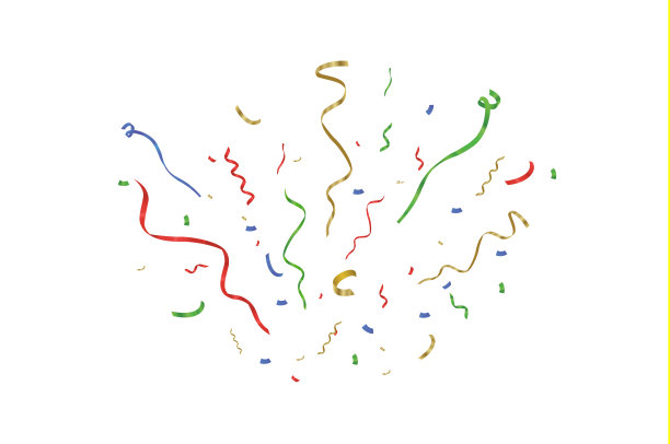 金色的纸屑，孤立在细胞背景上。节日矢量插图小五彩纸屑与白色背景上的丝带。节日活动和聚会。向量的黄色图片下载