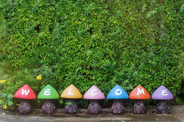 五颜六色的欢迎雕像蘑菇形状图片下载