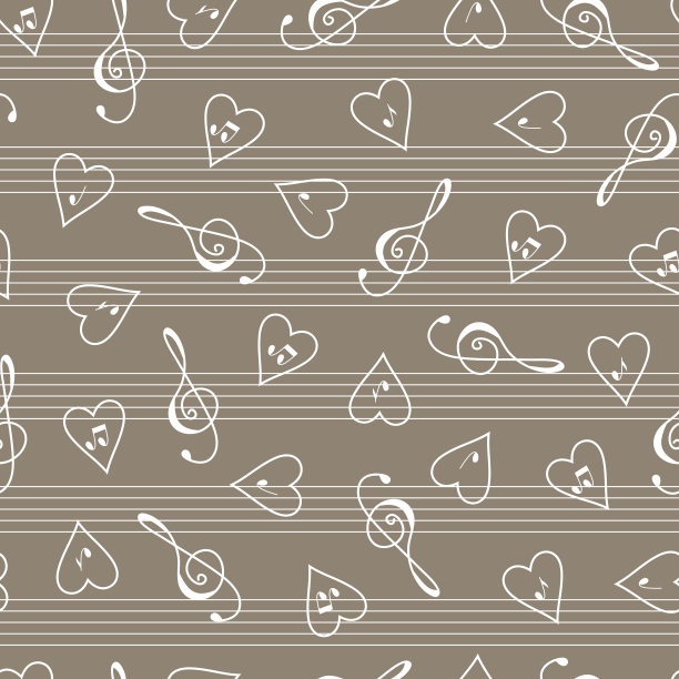 音乐无缝模式。谱号。的心。笔记。情人节。图片下载