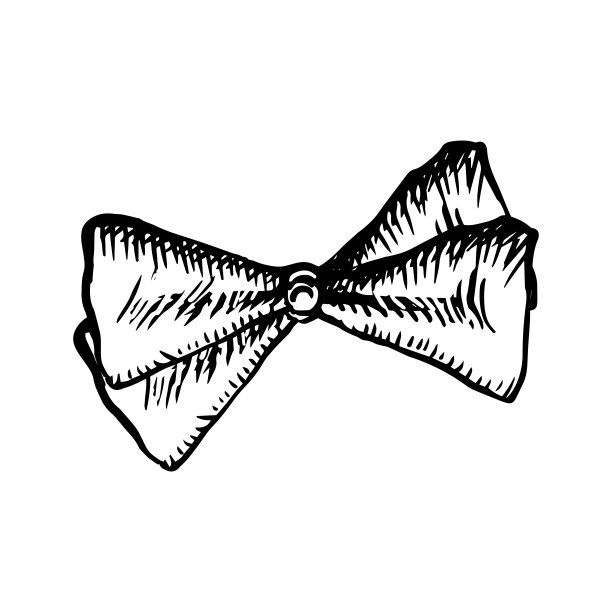 蝴蝶结素描图标上的白色背景。复古颈部领带矢量插图图片下载