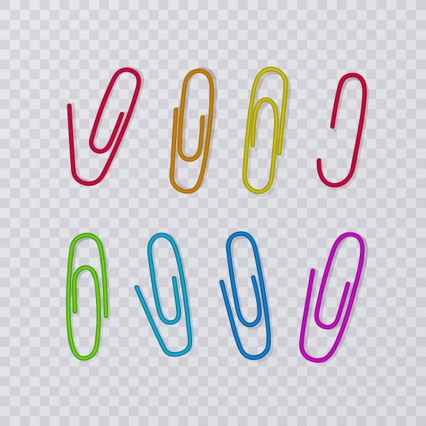纸夹孤立在透明背景上。矢量插图。色彩斑斓的收藏集图片下载