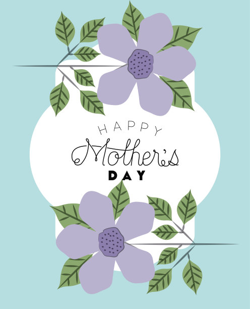 母亲节快乐，鲜花相框图片下载