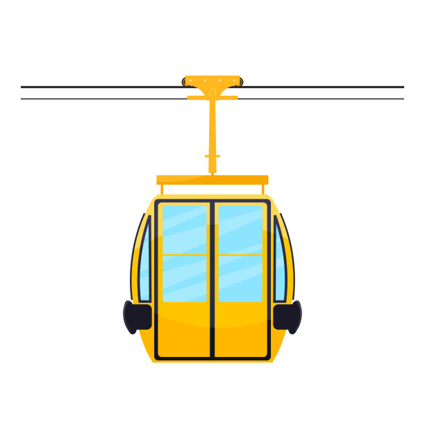 机舱索道的彩色剪影。索道的设计要素。抽象物体在“na白色背景”上。股票矢量图图片下载
