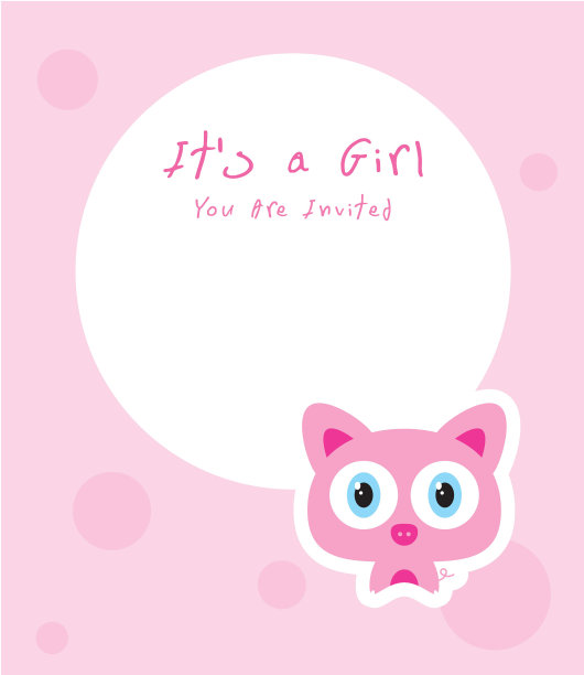 可爱小猪宝宝到来公告留言卡向量图片下载