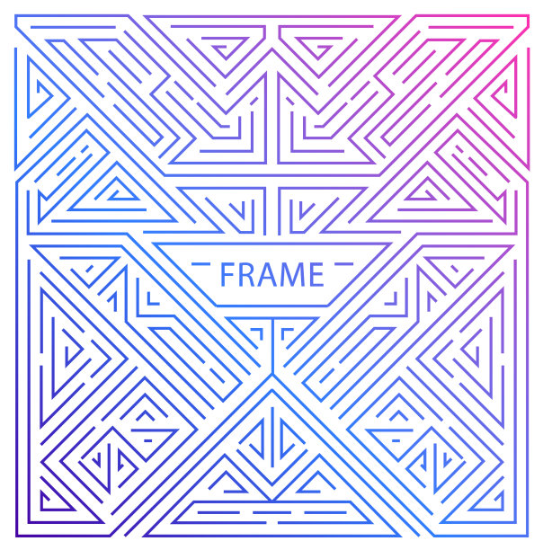 矢量图案设计元素在时尚复古和单线风格与文本空间-抽象几何框架，包装模板的奢侈品。图片下载