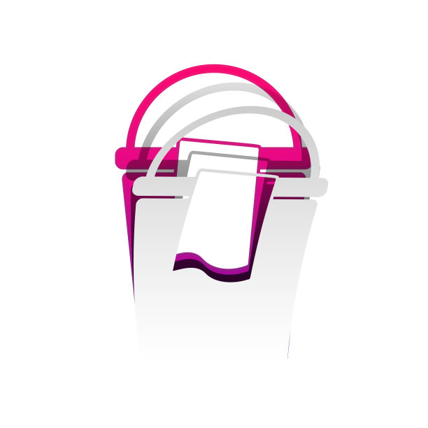 水桶和破布标志。向量。可拆卸纸与阴影在u图片下载