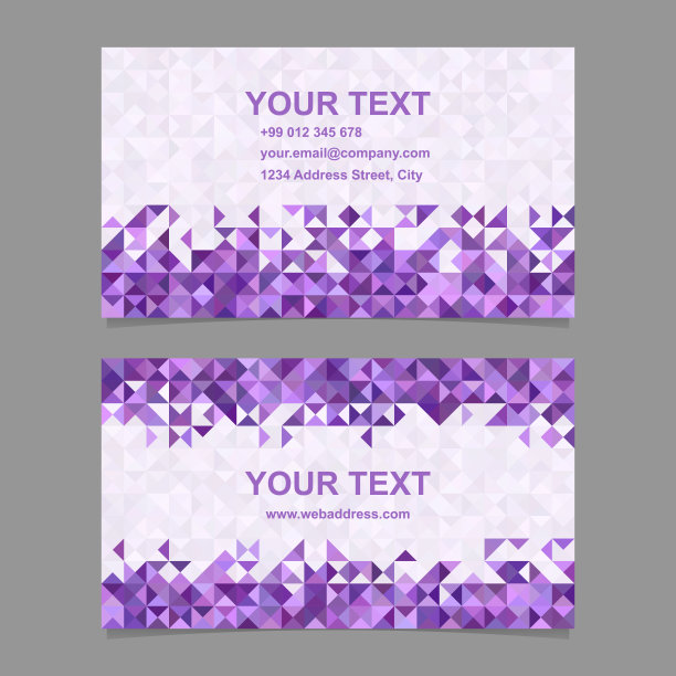 紫色三角形马赛克名片模板图片下载