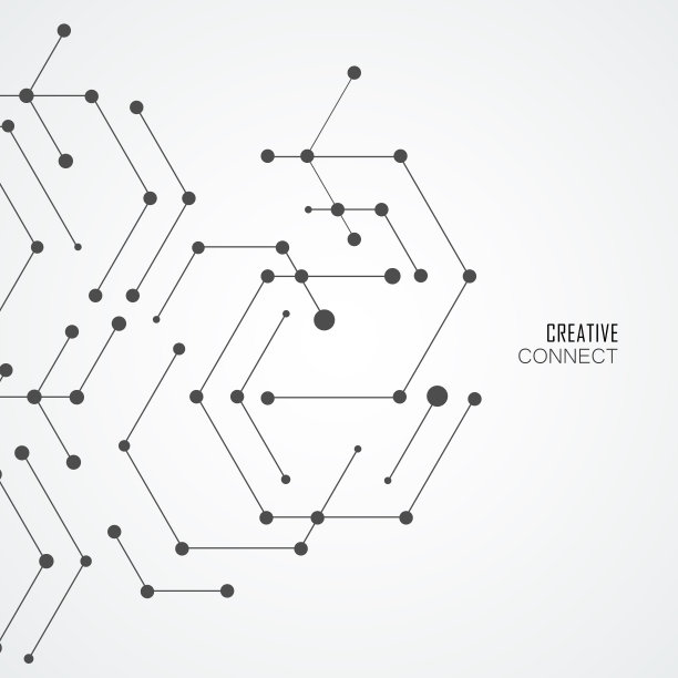 六方结构分子设计，点线相连素材图片