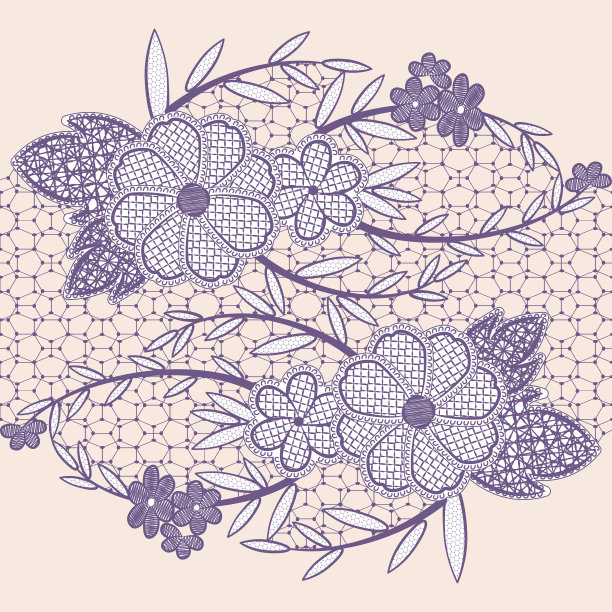 宽无缝花边丝带与花。图片下载