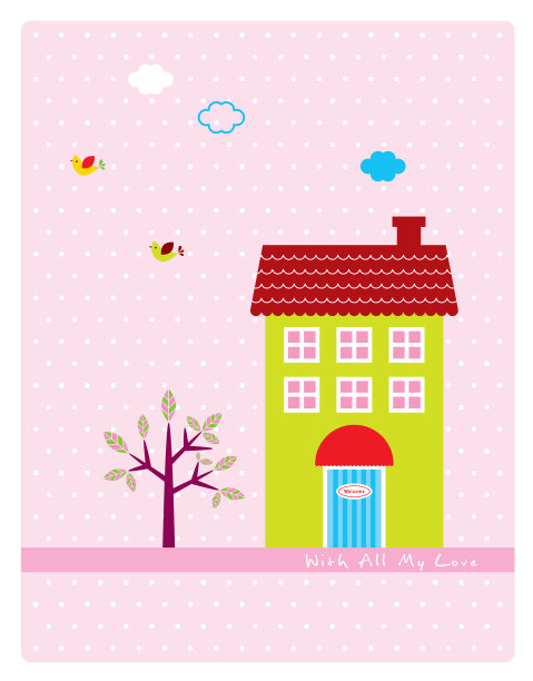 可爱的小屋名片向量图片下载