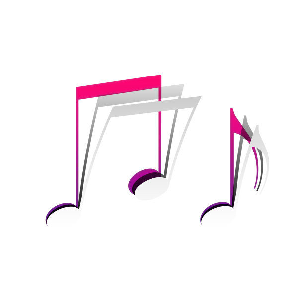 音乐笔记符号。向量。可拆卸的纸，底部有阴影图片下载