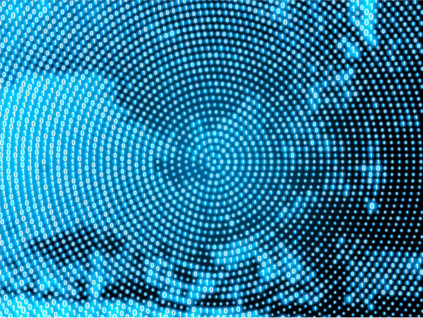二进制零和一个圆形模式蓝色矢量背景图片下载