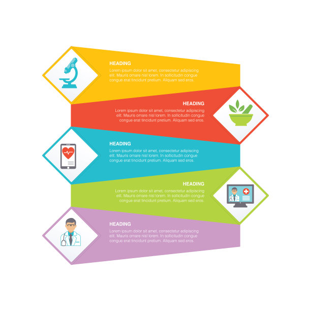医疗保健图标在平面设计风格图片下载