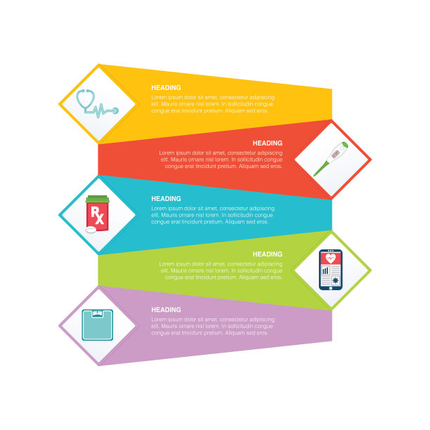 医疗保健图标在平面设计风格图片下载