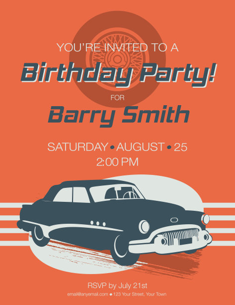 复古卡片生日派对邀请图片下载