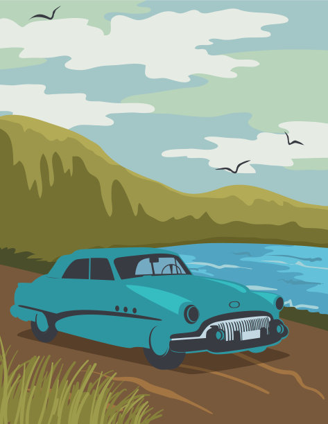 复古风格的经典汽车海报图片下载