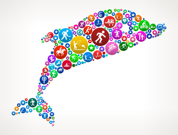 海豚冒险旅行矢量图标模式图片下载