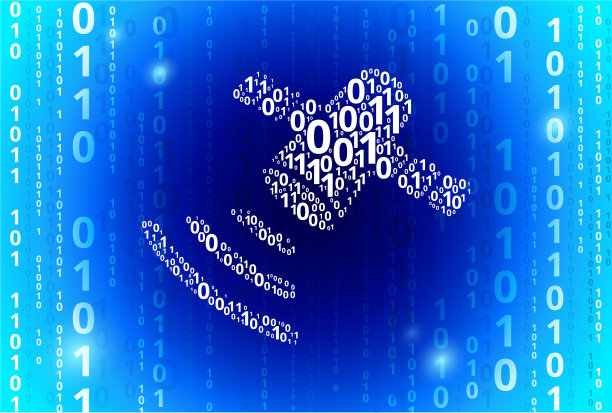 人造卫星二进制码蓝色矢量模式背景图片下载