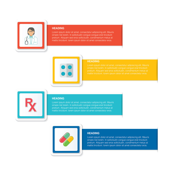 医疗保健图标在平面设计风格图片下载