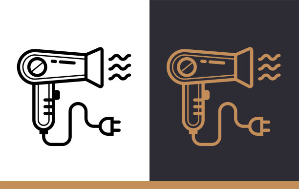 吹风机轮廓图标。酒店服务。适合印刷，网站和演示图片下载