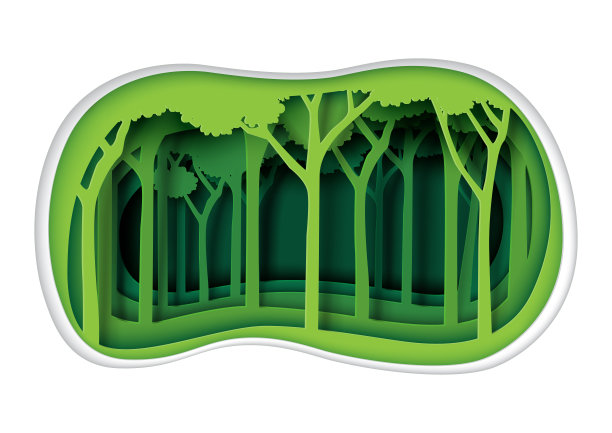 绿色自然景观折纸艺术层图片下载