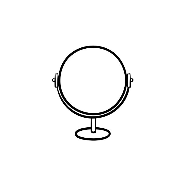 圆化妆镜手绘素描图标图片下载