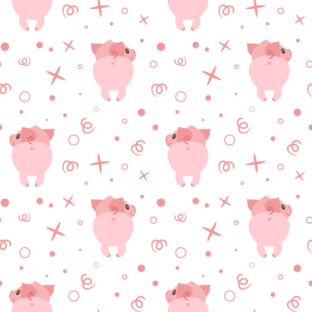 无缝图案与粉红猪素材图片