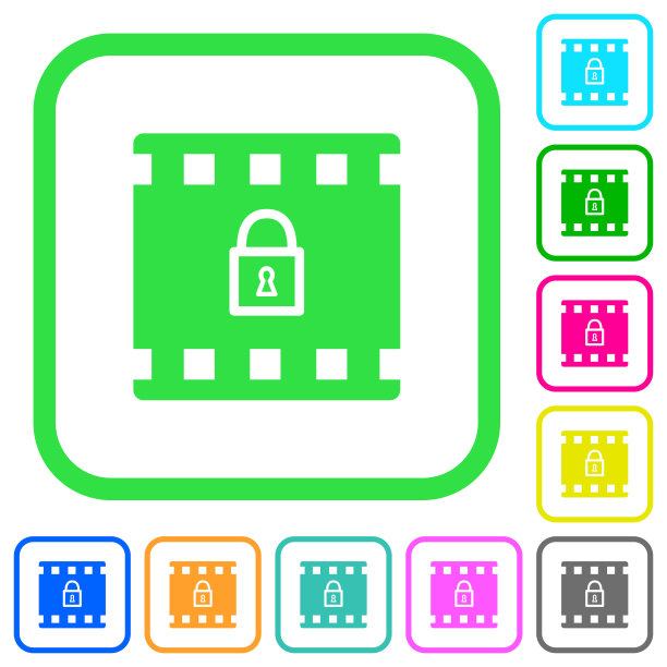 编码电影生动的彩色平面图标图片下载